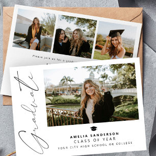 Moderne script afstudeerfoto collage afstuderen kaart