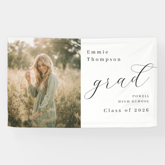 Moderne Script Afstudeerfoto Spandoek (Horizontaal)