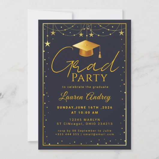 Moderne Script Afstudeierfeest Kaart (Voorkant)