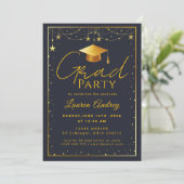 Moderne Script Afstudeierfeest Kaart (Staand voorkant)