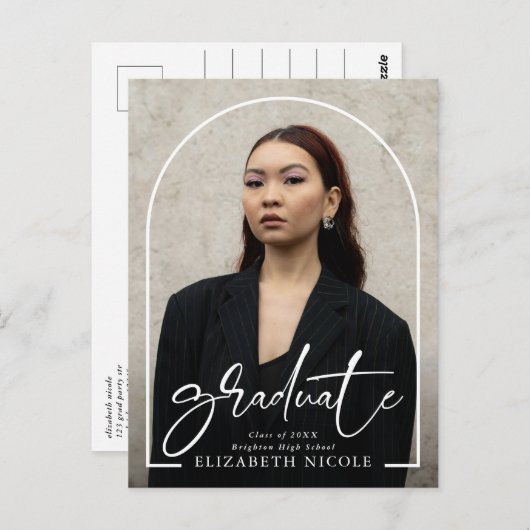 Moderne Script Afstuderen Photo Arch Afstudeerfees Briefkaart (Voorkant / Achterkant)