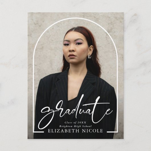 Moderne Script Afstuderen Photo Arch Afstudeerfees Briefkaart (Voorkant)