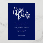 Moderne Script Arch Foto Blauw Afstudeerfeest Folie Uitnodiging (Achterkant)