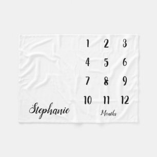 Moderne Script Baby Milestone Baby Blanket Fleece Deken
