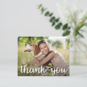 Moderne Script Bedankt Foto Afstuderen Briefkaart (Staand voorkant)