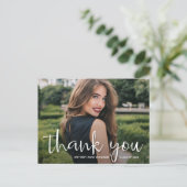 Moderne Script Bedankt Foto Afstuderen Briefkaart (Staand voorkant)