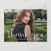 Moderne Script Bedankt Foto Afstuderen Briefkaart (Voorkant)