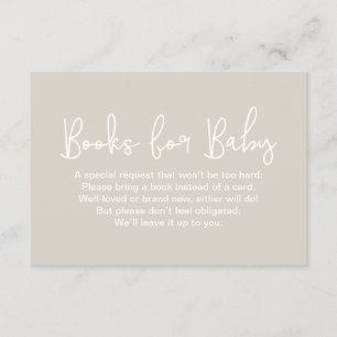 Moderne Script Beige Cadeauverzoek babyborrelboek Informatiekaartje