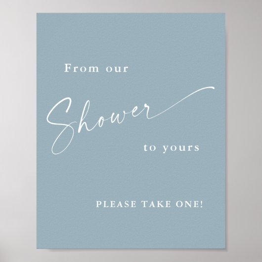 Moderne Script Blauwe Baby Shower Poster (Voorkant)