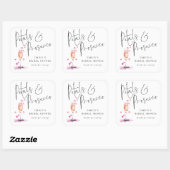 Moderne Script Bloemblaadjes Prosecco Bruiloft Dan Vierkante Sticker (Vel)