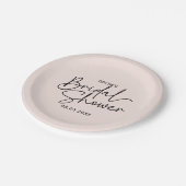Moderne Script Blush Handgeschreven Bruidsdouche Papieren Bordje (Gekanteld)
