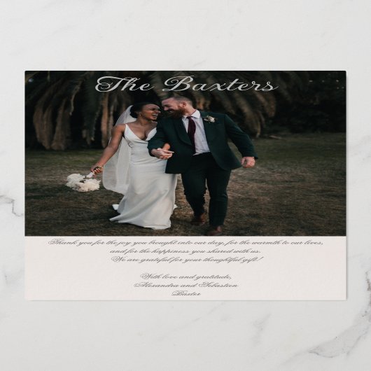 Moderne Script Blush Parel Bedankkaart Roze Goud Folie Uitnodiging (Achterkant)