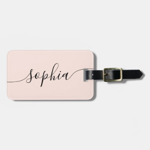Moderne Script Blush Pink Bagagelabel