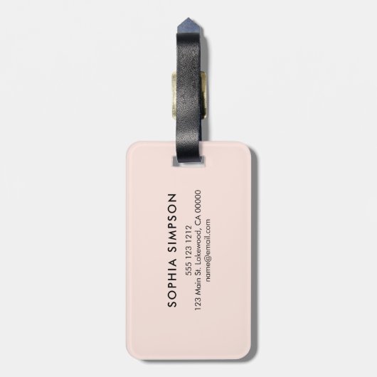 Moderne Script Blush Pink Bagagelabel (Achterkant verticaal)