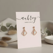 Moderne Script Blush Pink Earring Display Visitekaartje