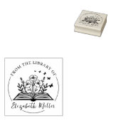 Moderne Script Bookplate, Botanisch Boek Rubberstempel (Gestempeld)