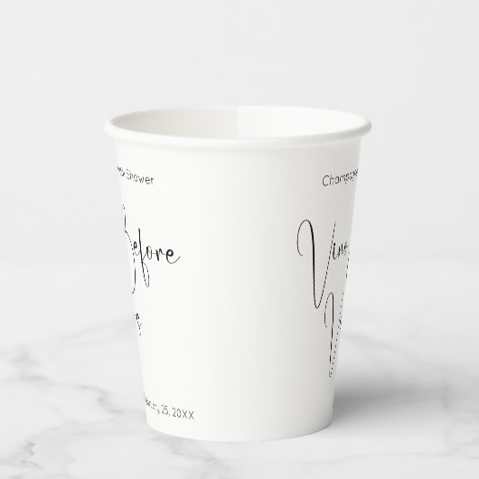 Moderne Script Bruidsbruiloft Vino Voor Beloften Papieren Bekers (Links)