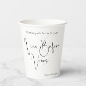 Moderne Script Bruidsbruiloft Vino Voor Beloften Papieren Bekers (Voorkant)