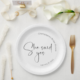 Moderne Script Bruidsmeisje Uitnodiging Zij Zei Ja Papieren Bordje