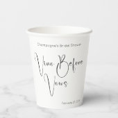 Moderne Script Bruidsuitnodiging Vino Voor Belofte Papieren Bekers (Achterkant)