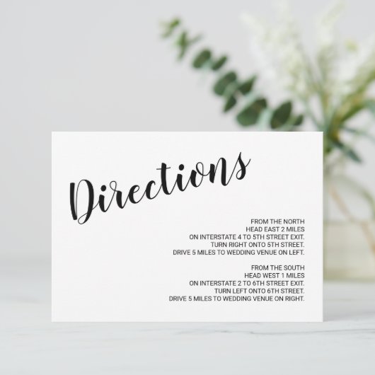 Moderne Script bruiloft details Kaart (Staand voorkant)