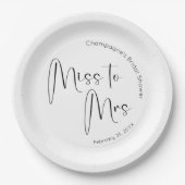 Moderne Script Bruiloft Feest Miss naar Mevrouw Papieren Bordje (Voorkant)