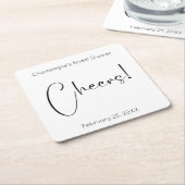 Moderne Script Bruiloft Feest Vierkante Kartonnen Onderzetter (Schuin)