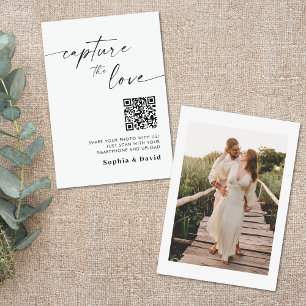 Moderne script bruiloft foto's vangen de liefde QR Informatiekaartje