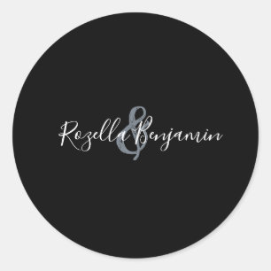 Moderne script bruiloft minimale klassieke ronde s ronde sticker