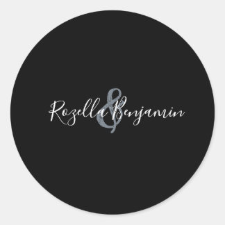 Moderne script bruiloft minimale klassieke ronde s ronde sticker