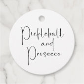 Moderne Script Bruiloft Pickleball & Prosecco Bedankjes Labels (Voorkant)