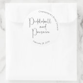 Moderne Script Bruiloft Pickleball & Prosecco Ronde Sticker (Tas)