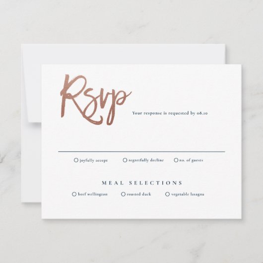 Moderne script bruiloft RSVP kaart (Voorkant)