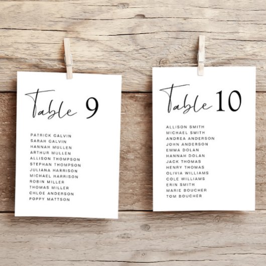 Moderne Script Bruiloft Tafelstoelindeling Kaart