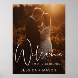 Moderne Script Bruiloft Welkom Gedrukt Poster