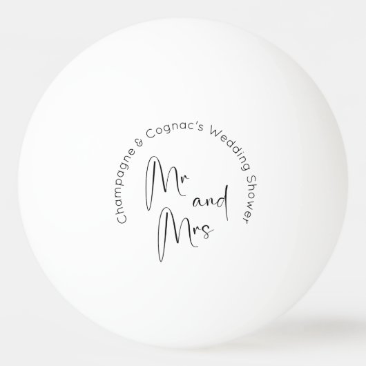 Moderne Script Bruiloftsfeest Mr en Mrs Pingpongballen (Voorkant)