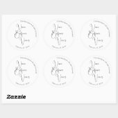 Moderne Script Bruiloftsfeest Vino Before Vows Ronde Sticker (Vel)