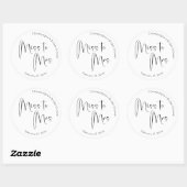 Moderne Script Bruiloftssalon Miss tot Mevrouw Ronde Sticker (Vel)
