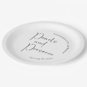 Moderne Script Bruiloftssalon Parels en Prosecco Papieren Bordje (Gekanteld)