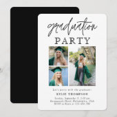 Moderne script calligrafie drie foto afstuderen kaart (Voorkant / Achterkant)