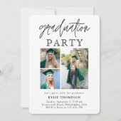 Moderne script calligrafie drie foto afstuderen kaart (Voorkant)