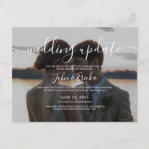 Moderne Script Calligrafie Foto Huwelijksupdate Uitnodiging Briefkaart