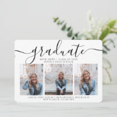 Moderne Script Calligraphy 3 Photo Afstuderen Kaart (Staand voorkant)