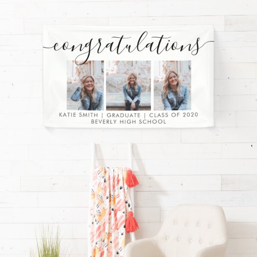 Moderne Script Calligraphy 3 Photo Afstuderen Spandoek (Insitu)