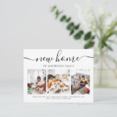 Moderne Script Calligraphy 3 Photo New Home Moving Aankondigingskaart (Staand voorkant)