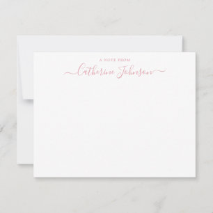 Moderne Script Calligraphy A Note from Blush Pink Notitiekaartje