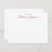 Moderne Script Calligraphy A Note of Burgundy Red Notitiekaartje (Voorkant / Achterkant)