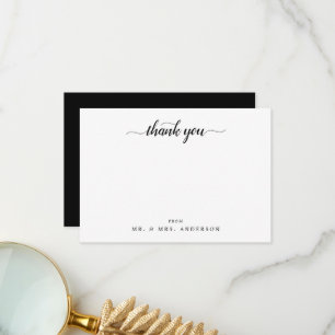 Moderne Script Calligraphy Black White Bedankt