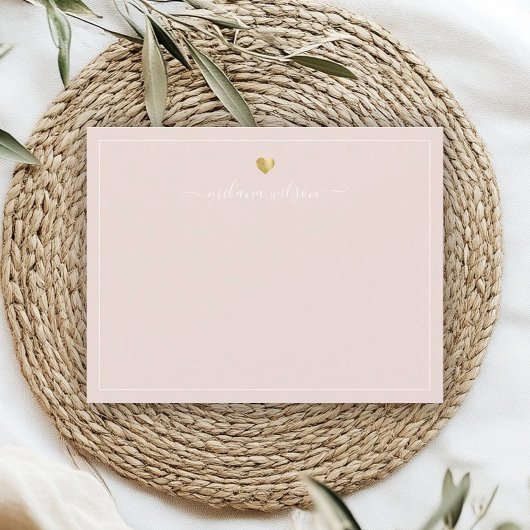 Moderne Script Calligraphy Gold Heart Chic Girly Notitiekaartje