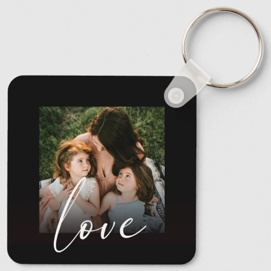 Moderne Script Calligraphy Photo Love Sjabloon Sleutelhanger (Achterkant)